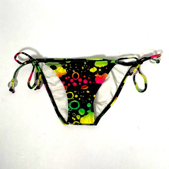 Lost Bikini Bottoms Size Extra Small Neon Green Yellow Red Tie Sides - Picture 1 of 4